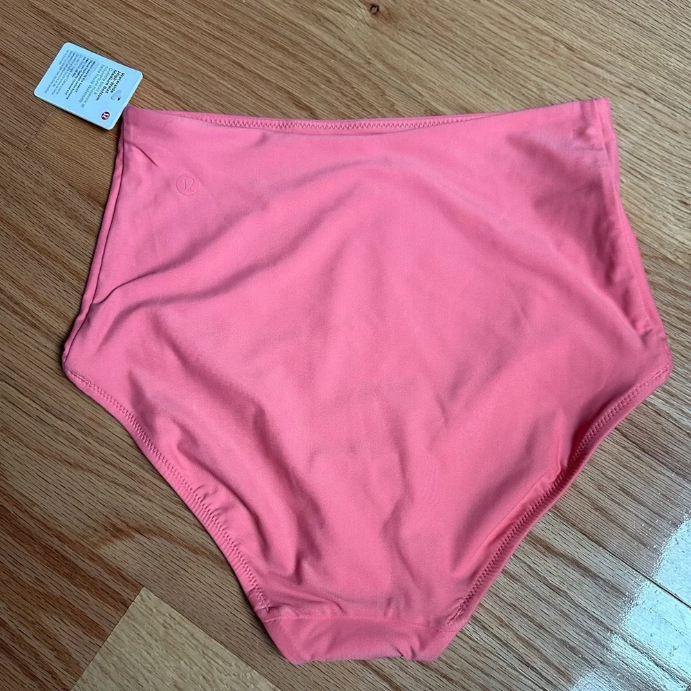 NWT 6 lululemon WatersideHigh-Waist Medium Coverage Swim Bottom - Coral Pink - Picture 2 of 7